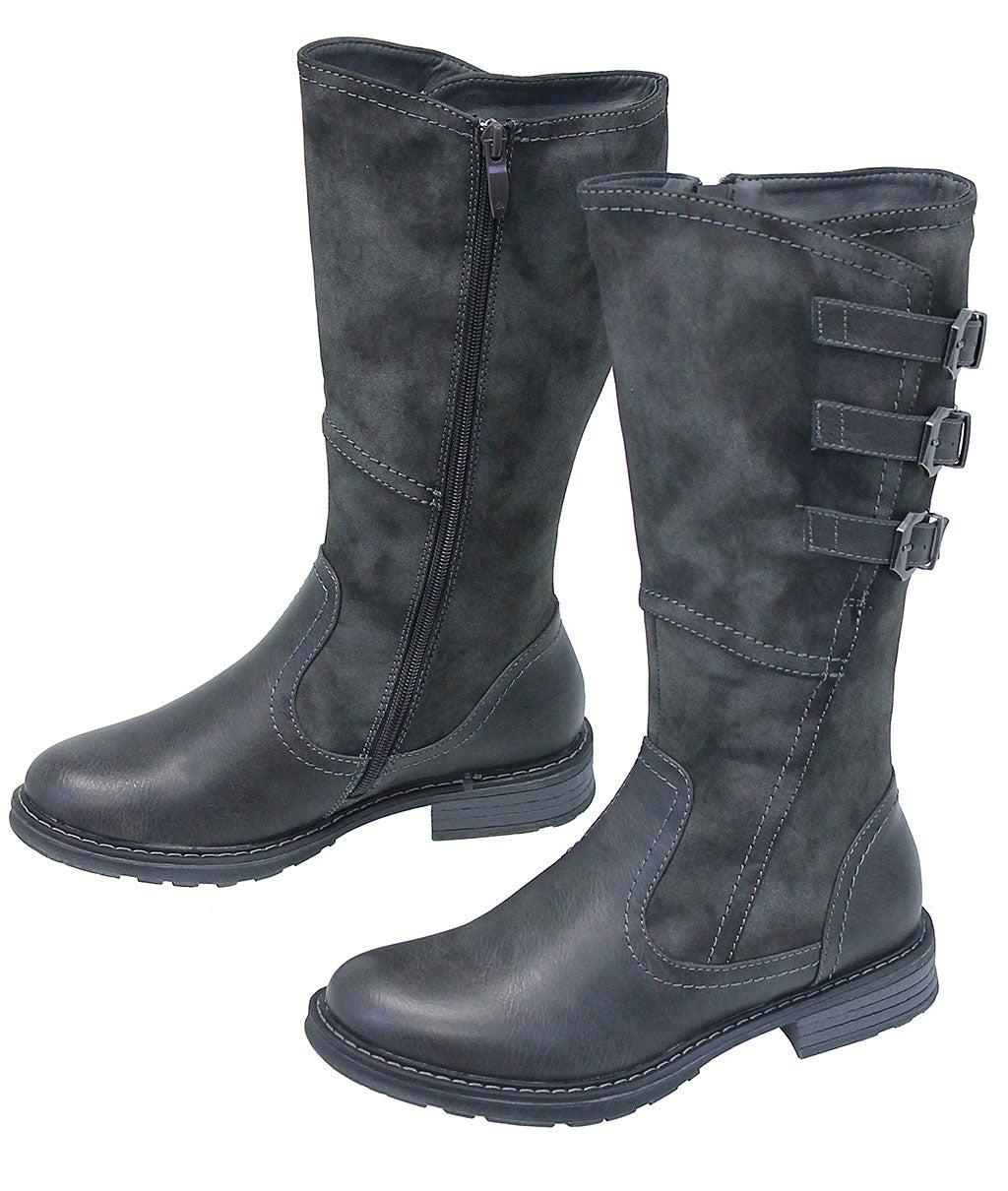 Dercetis Vintage Gray Triple Buckle Zip Boot #BLC-DERC-G ()