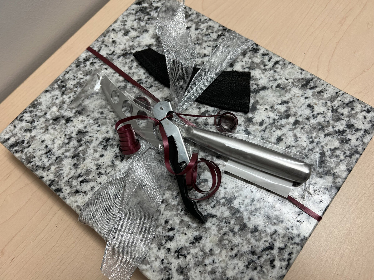 Genuine Stone Charcuterie Board w/knife, opener, sheath  #A202301