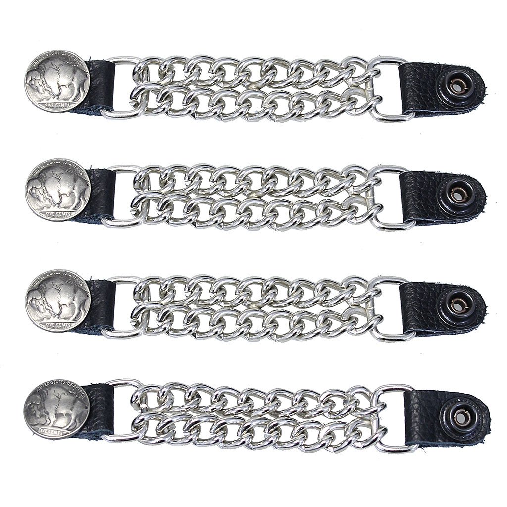 Buffalo Nickel Vest Chains with Leather #VC101N