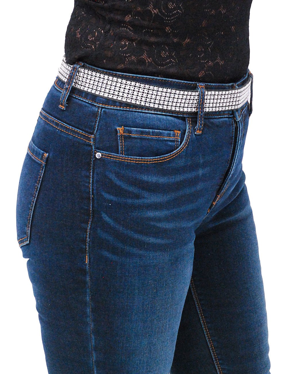 Adjustable 5 Row Simulated Crystal Belt #BT20015CRY ()