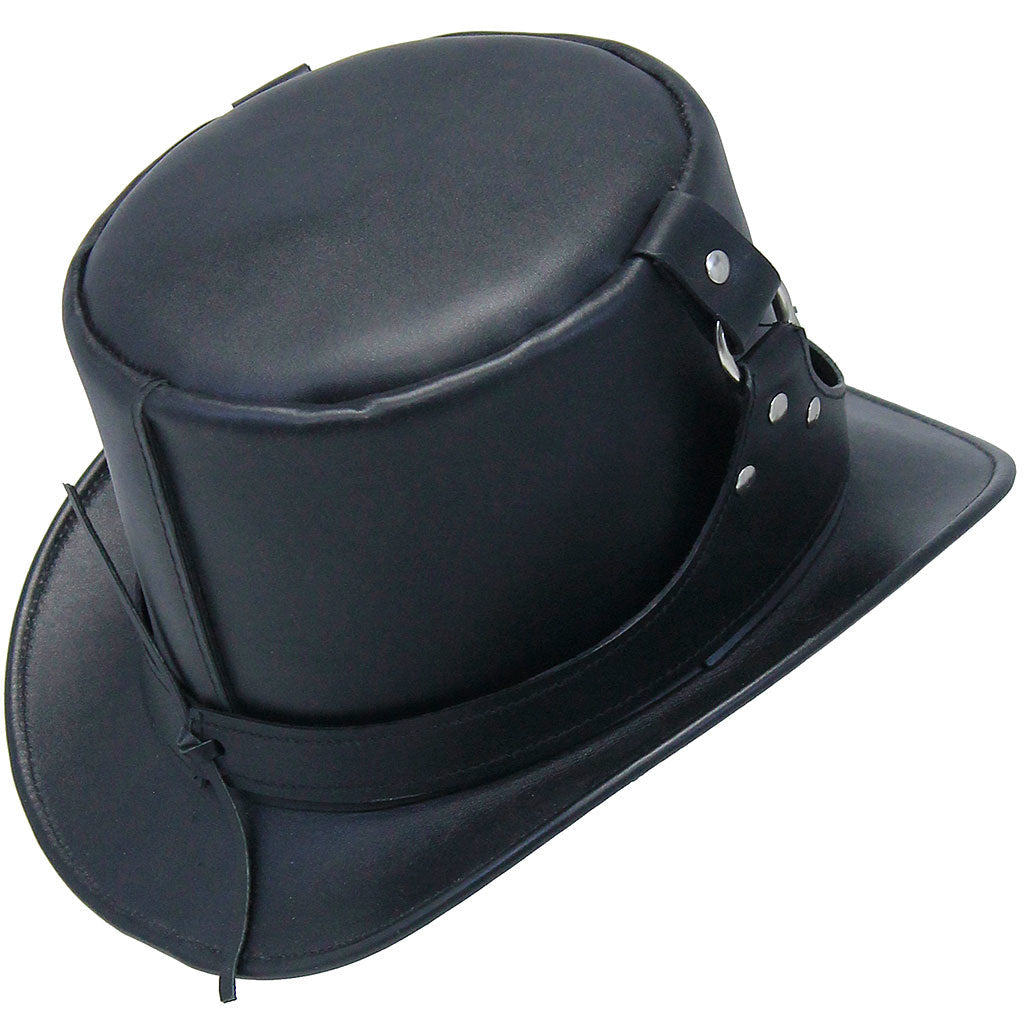Steampunk Buckled Leather Tophat #H2204BUK ()