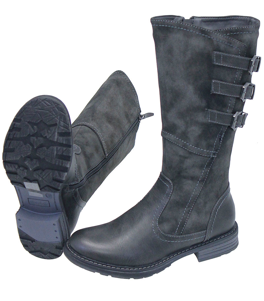 Dercetis Vintage Gray Triple Buckle Zip Boot #BLC-DERC-G ()