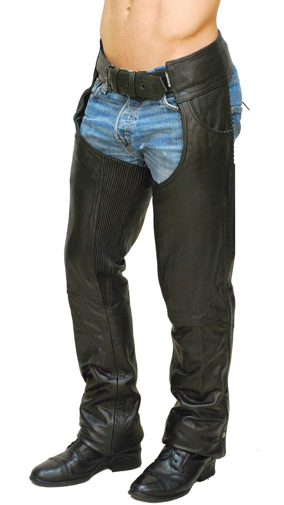 Premium Buffalo Leather Chaps w/Pant Pockets #C1125BP (XS-XL,4X-8X)
