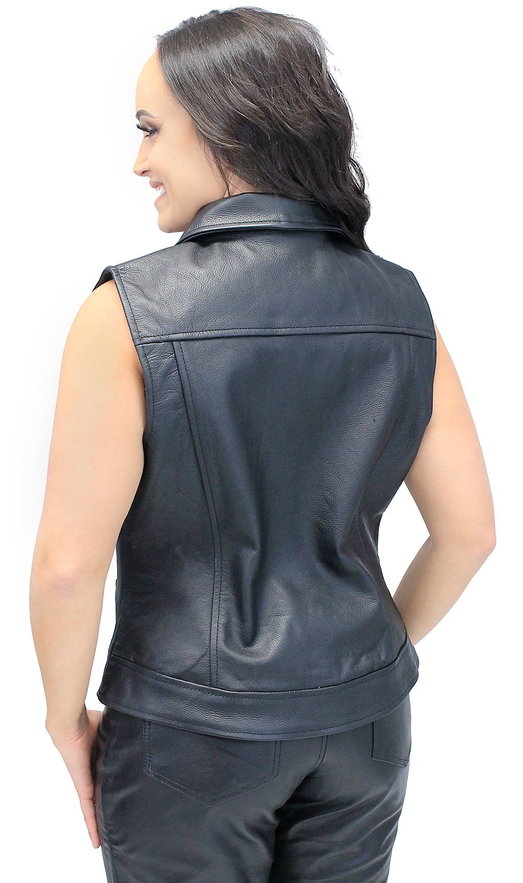 Women's Heavy Leather Club Vest w/Concealed Pockets #VL1015HGK (S-3X)