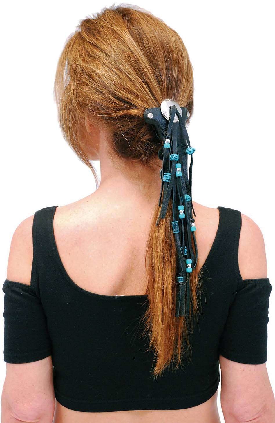 5.5" Short Turquoise Beaded Hair Tube #AHW65FBT