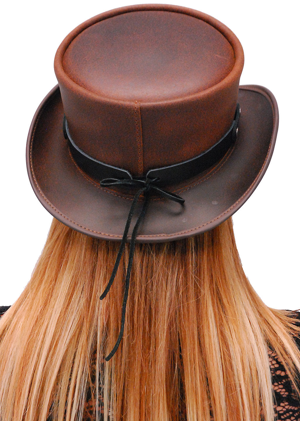 Large Front Feathers on Black Leather Hatband #HB-XFEATHER ()