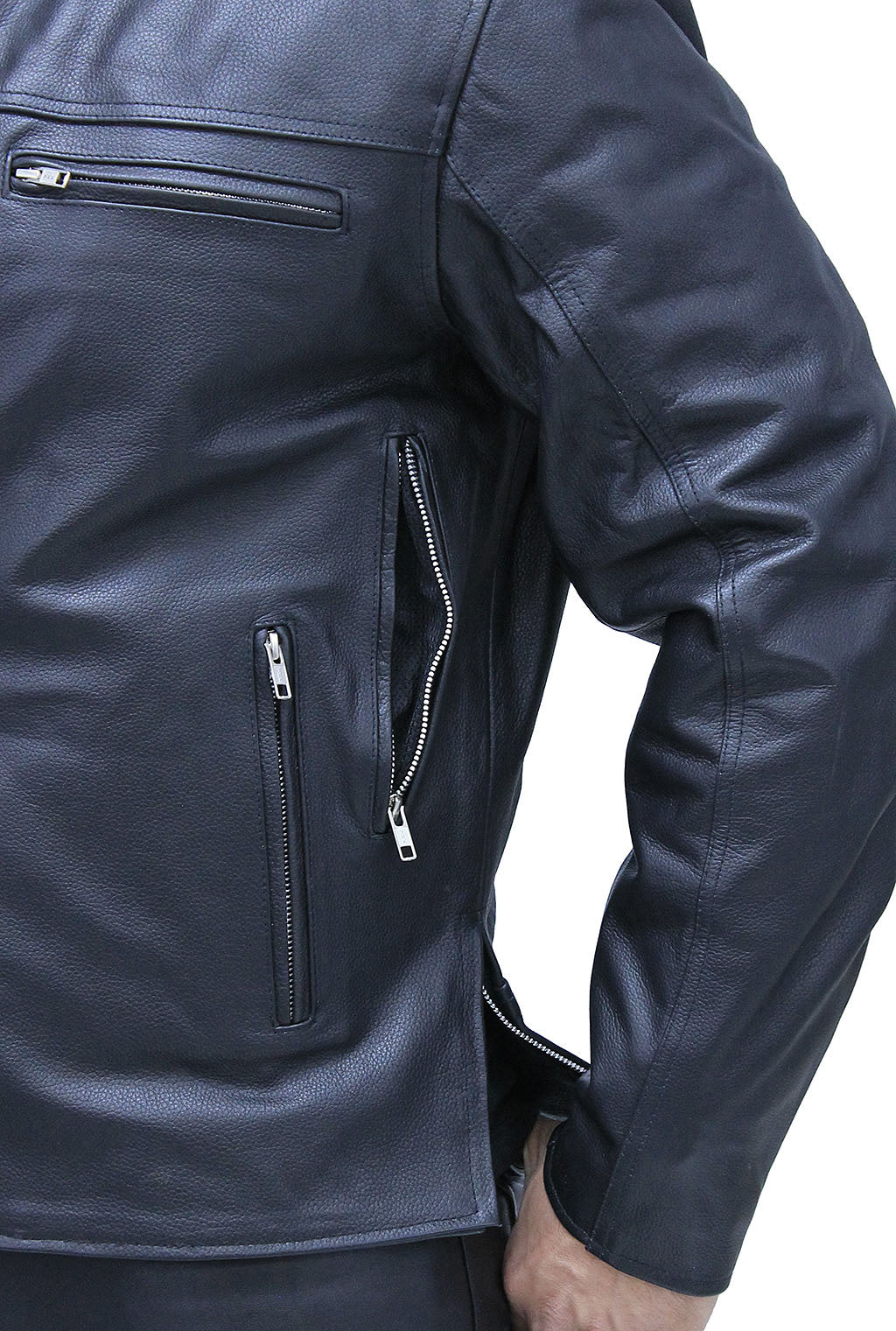 Men's Vented Café Racer Motorcycle Jacket w/Concealed Pocket #M6638VZGK (2X-3X)