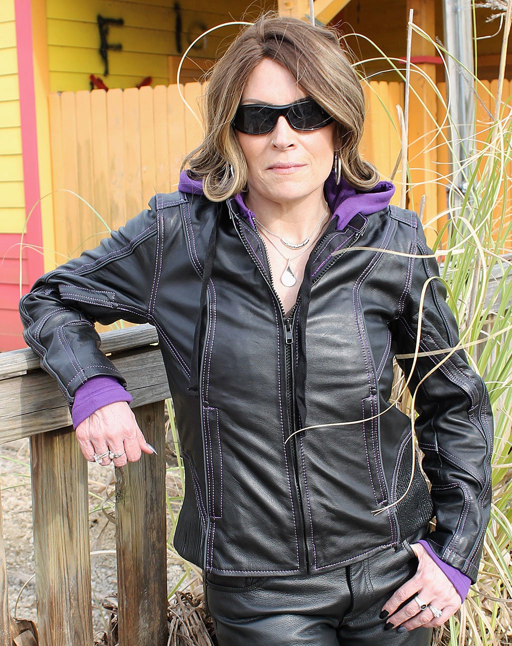 Ultra Premium Purple Stitch Jacket w/Removable Hoodie #L695317HVP (S-M)
