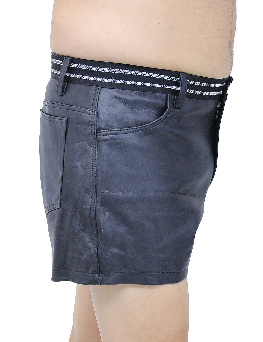 Men's Reflector Trim Ultra Premium Leather Shorts #SHM1074RK (32-38)