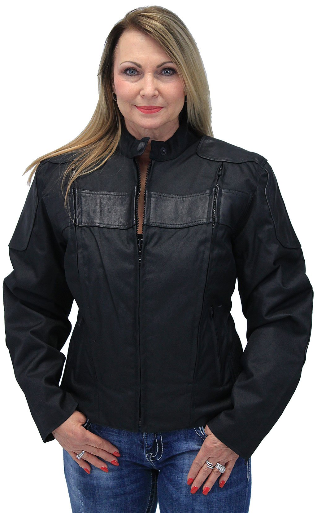 Leather and Textile Vented Women's Biker Jacket #LC2179VZK (XS,S,3X)