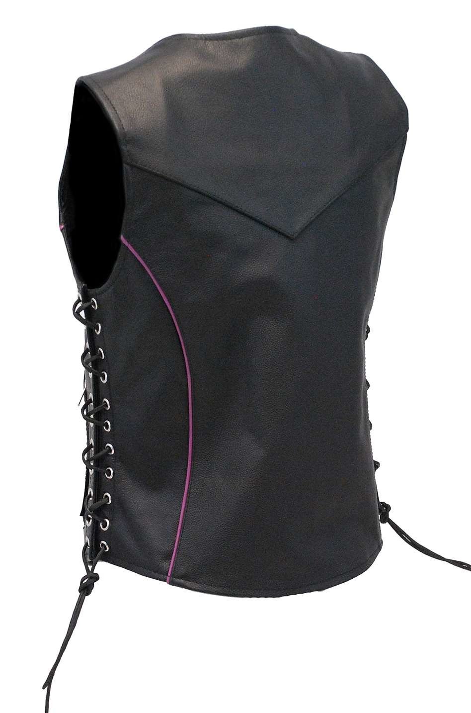Women's Purple Piping Side Lace Concealed Pocket Vest #VL68501GPU (XS-S)