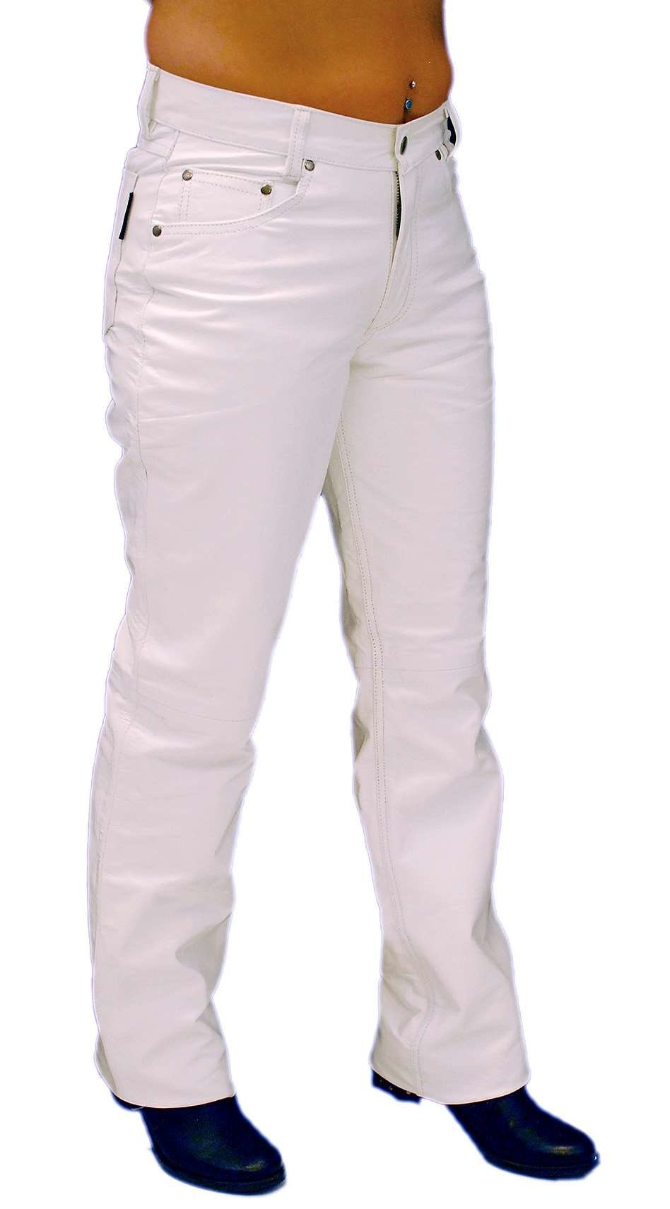 White Leather Pants for Women #LP710W (4-8)
