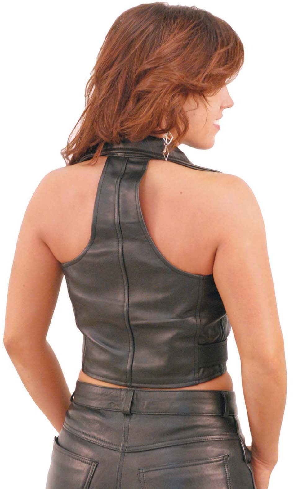 Super Soft Lambskin Leather Motorcycle Vest #VL30090LK (L-XL)