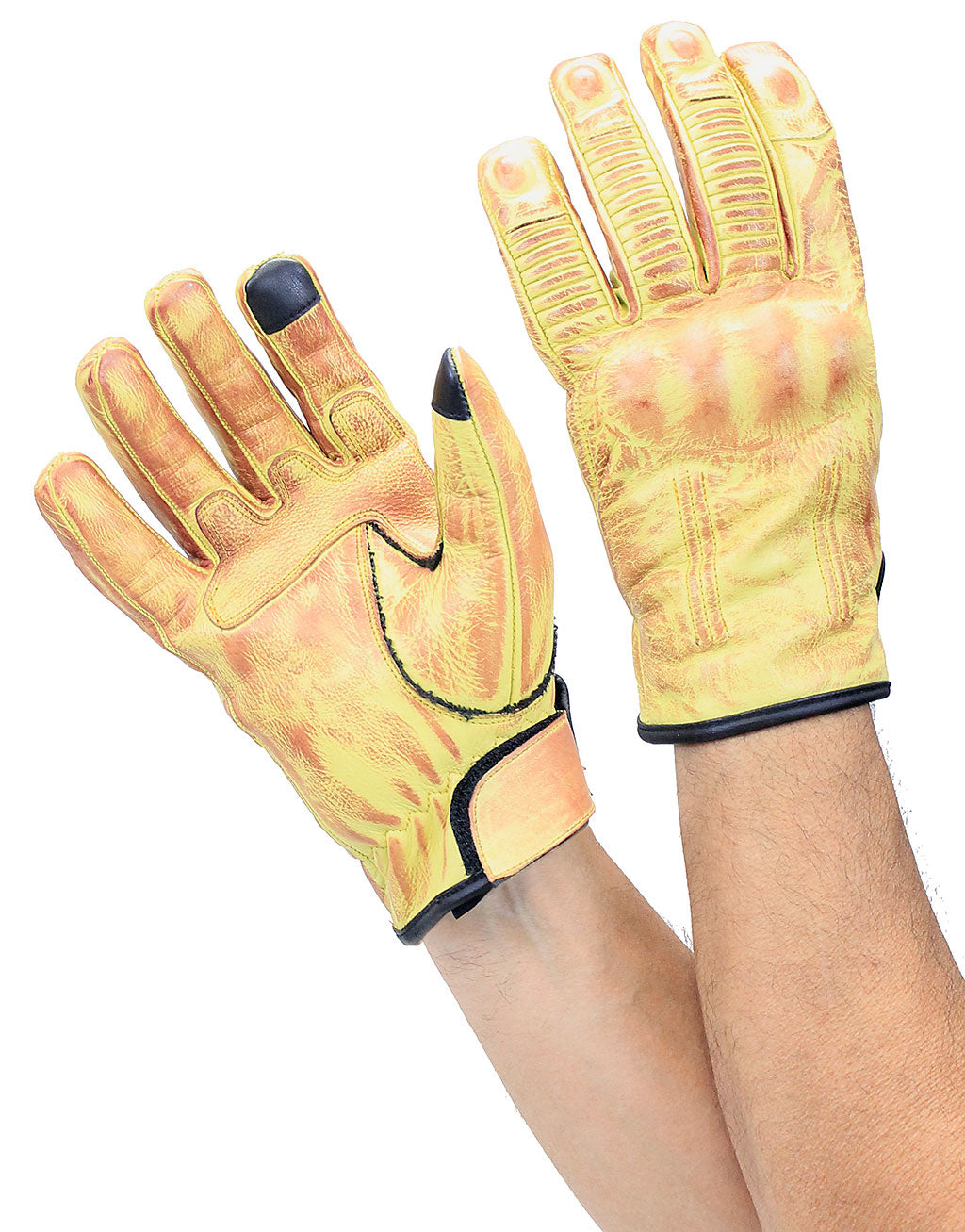 Bright Vintage Yellow Motorcycle Gloves #G8177KNY ()