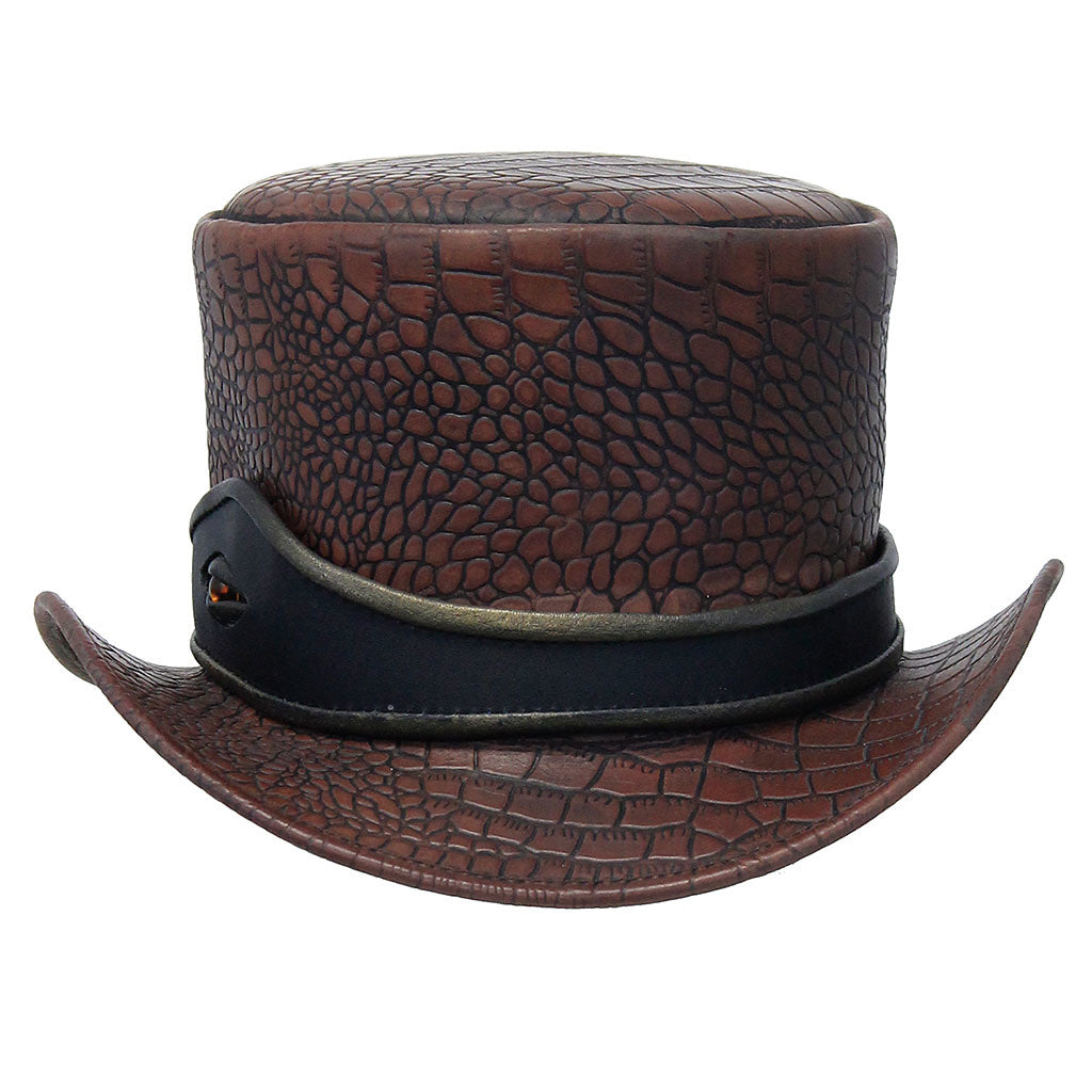 Brown Leather Alligator Eye Tophat #H2206EYEN ()