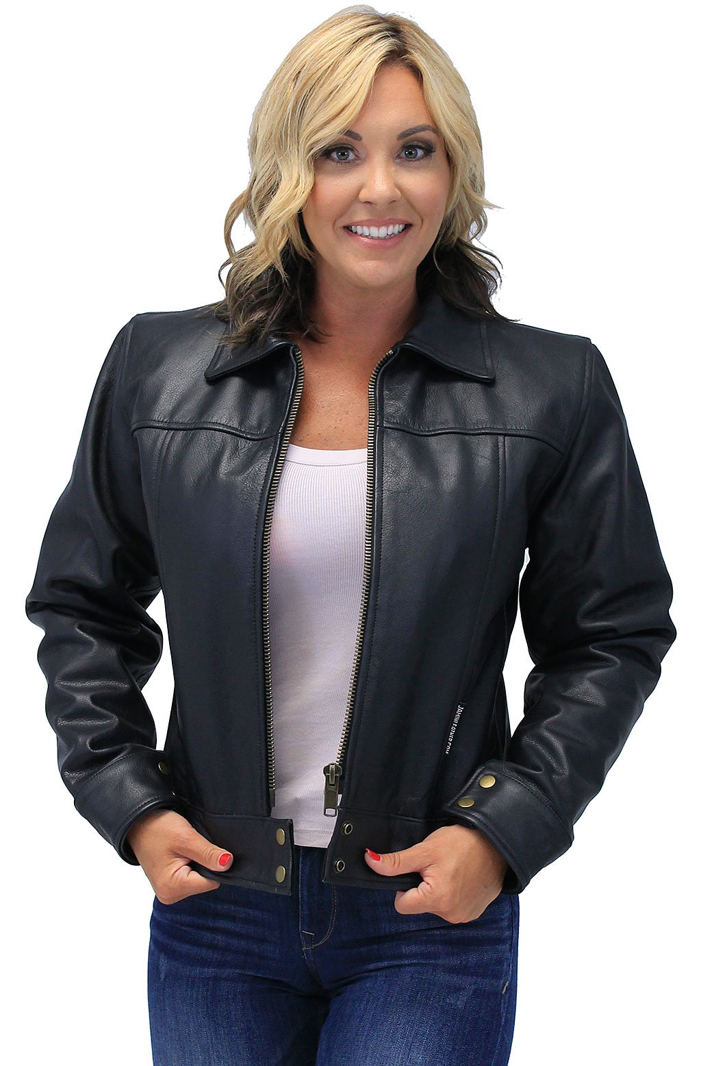 Tough Lady Heavy Cowhide Leather Jacket #L1401192ZK (S-L)