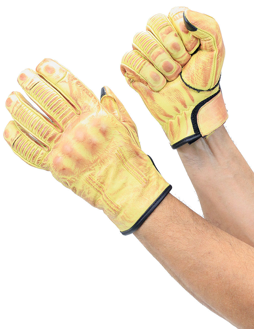 Bright Vintage Yellow Motorcycle Gloves #G8177KNY ()