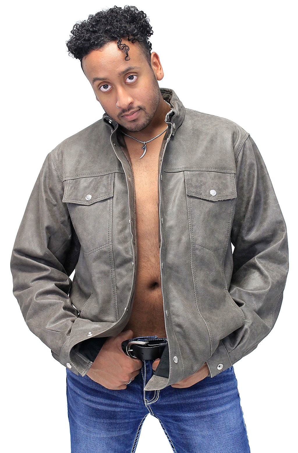 Rich Brown Leather Shirt - Jean Style #MS9011N (L-3X)