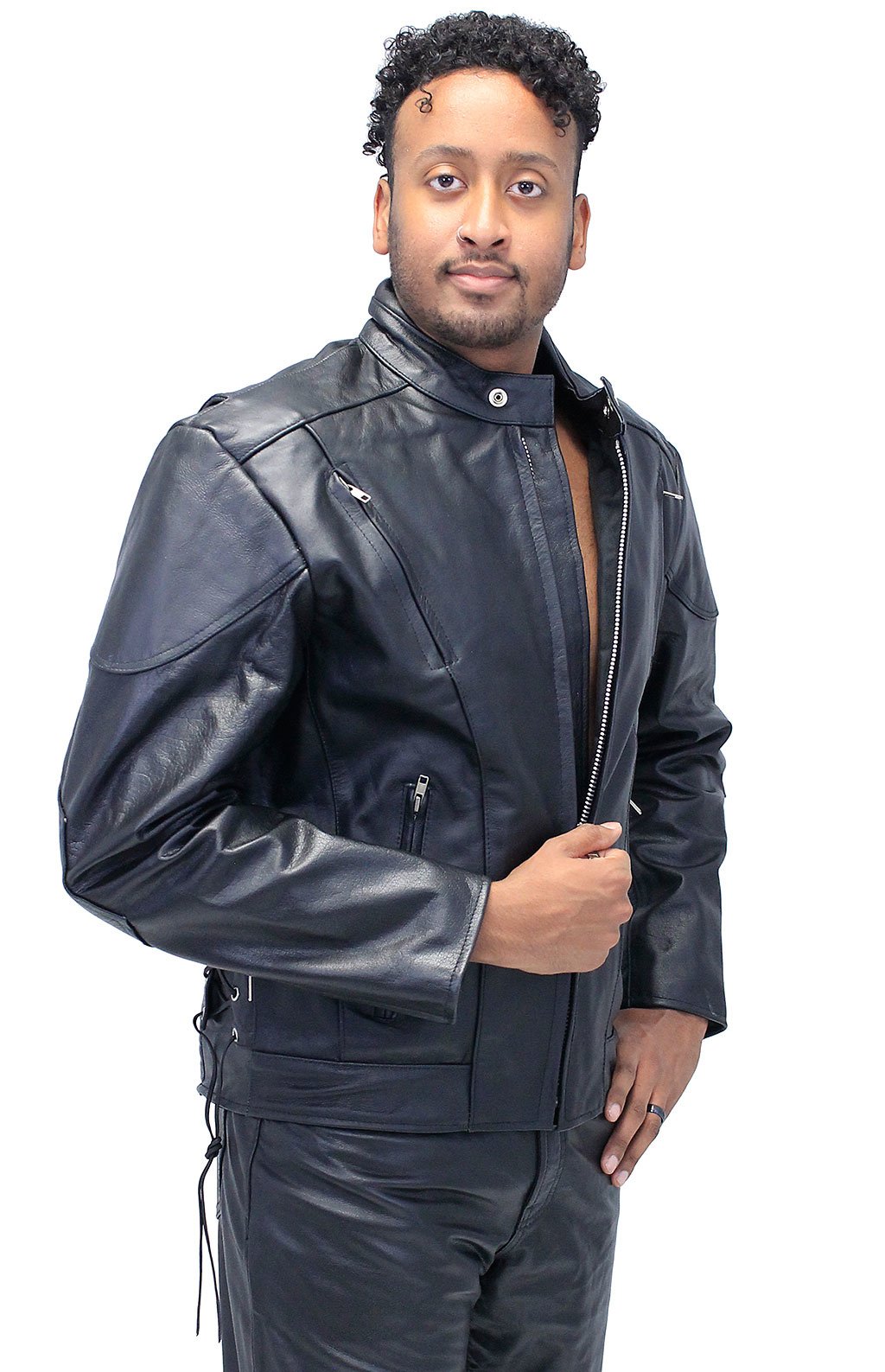 Vented Eagle Vented Leather Motorcycle Jacket #M305VZ (42,50,52,54)