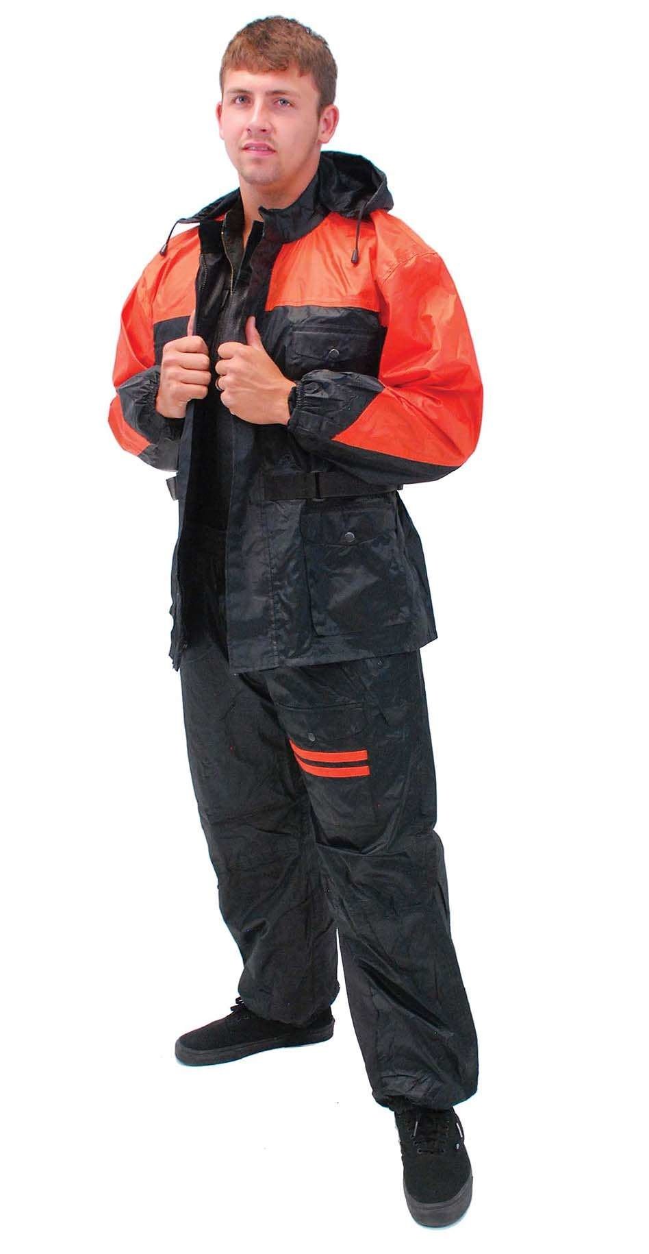 Unisex Two Piece Orange & Black Rain suit #RS302O