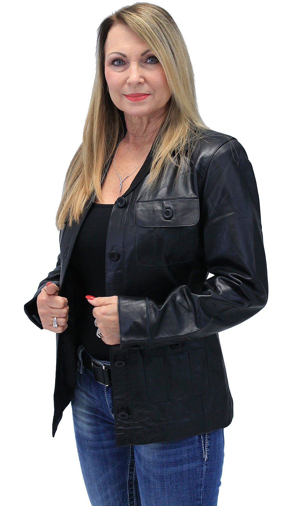 Button-Up Genuine Lambskin 4 Pocket Jacket #L718024K (S-2X)