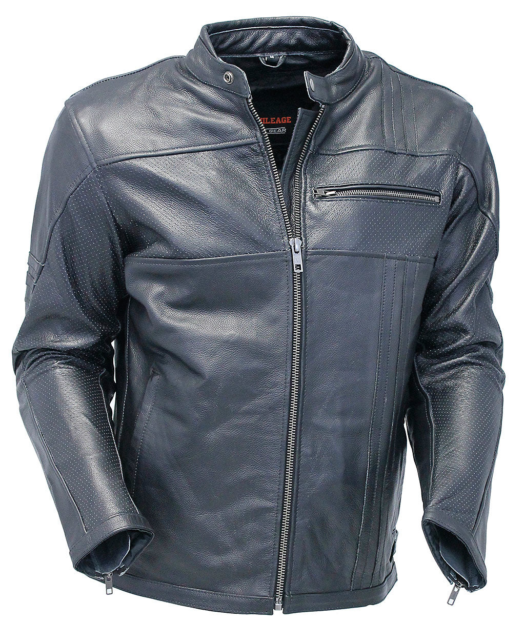Men's Perforated Stripe Motorcycle Jacket #M532VZGK (4X)