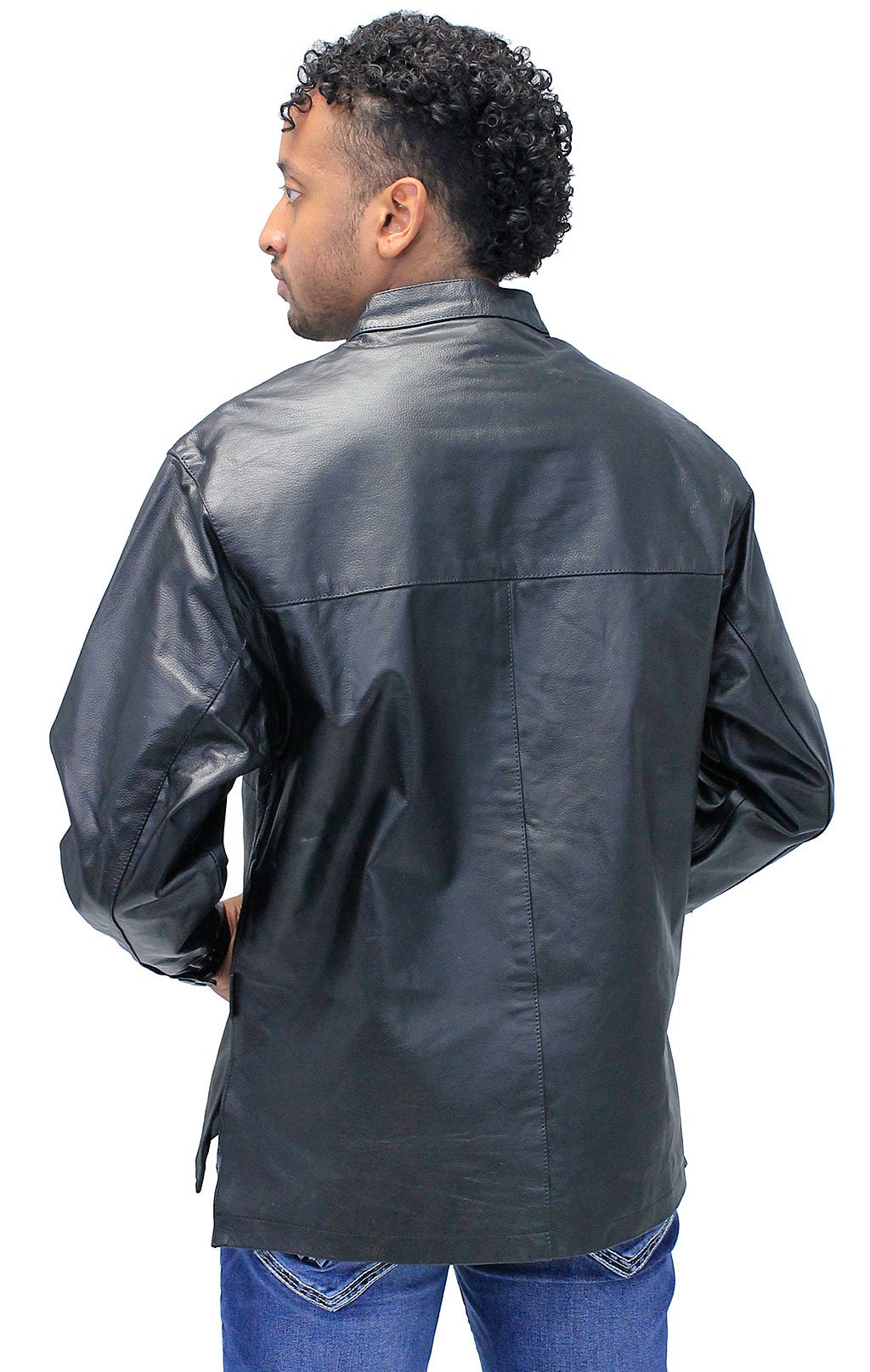Men's Lace Up Leather Pullover Shirt Jacket #MS2013LK (S,M,2X,3X)