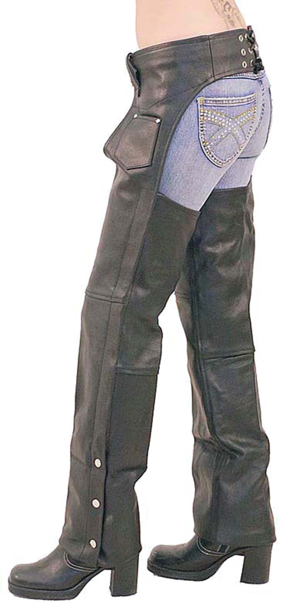 Classic Black Buffalo Leather Chaps #C8000 (XXS-S,2X-9X)
