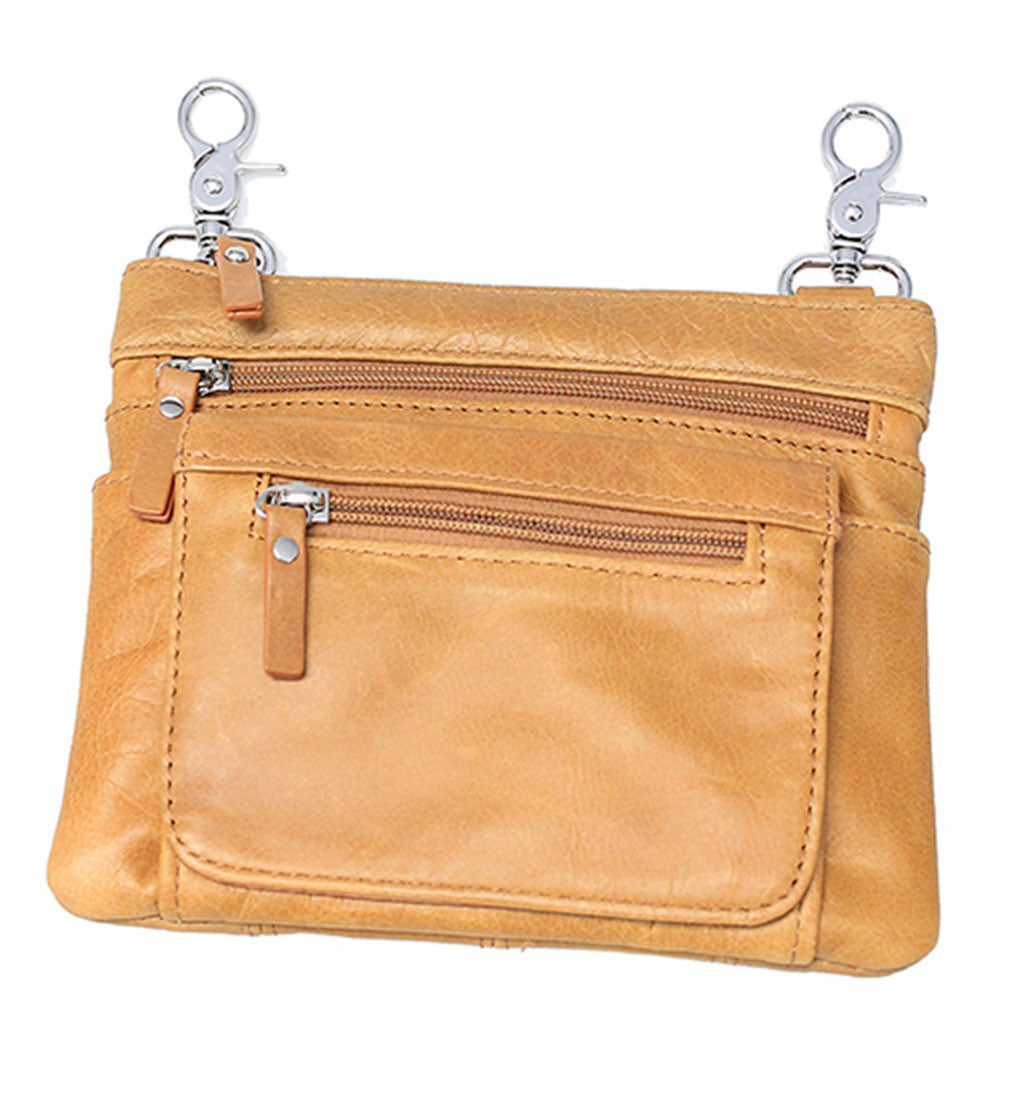 Large Light Brown Double Clip Pouch Hip Clip Bag #PKK30979XN ()