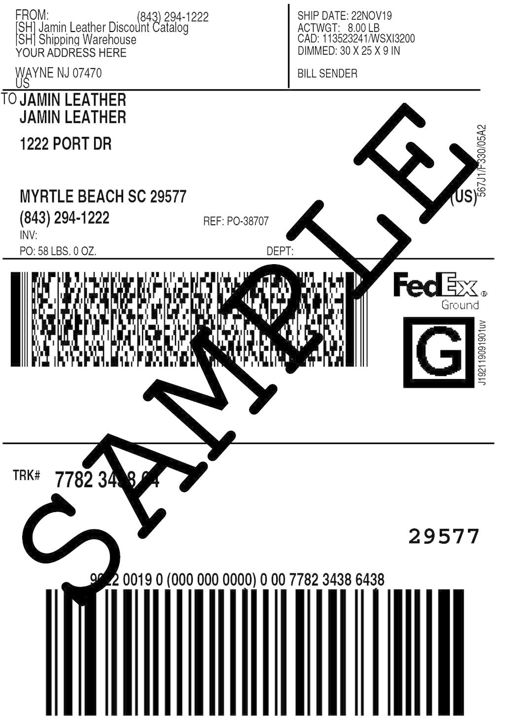 Discounted Return Shipping Label