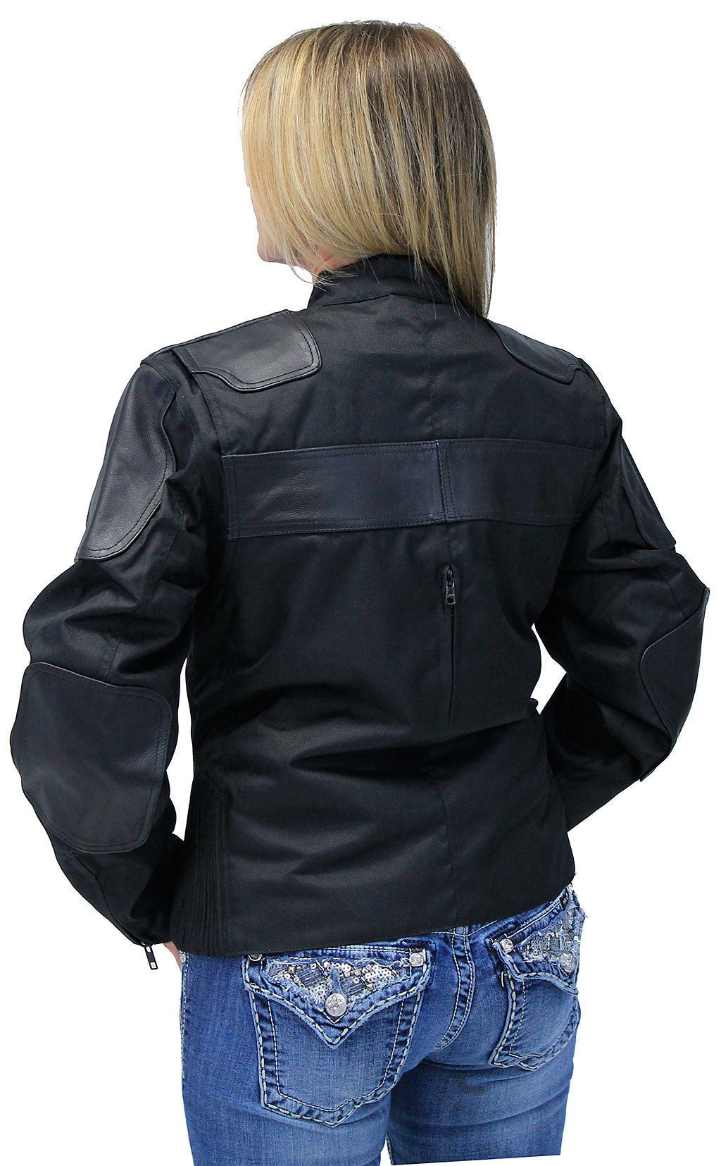 Leather and Textile Vented Women's Biker Jacket #LC2179VZK (XS,S,3X)