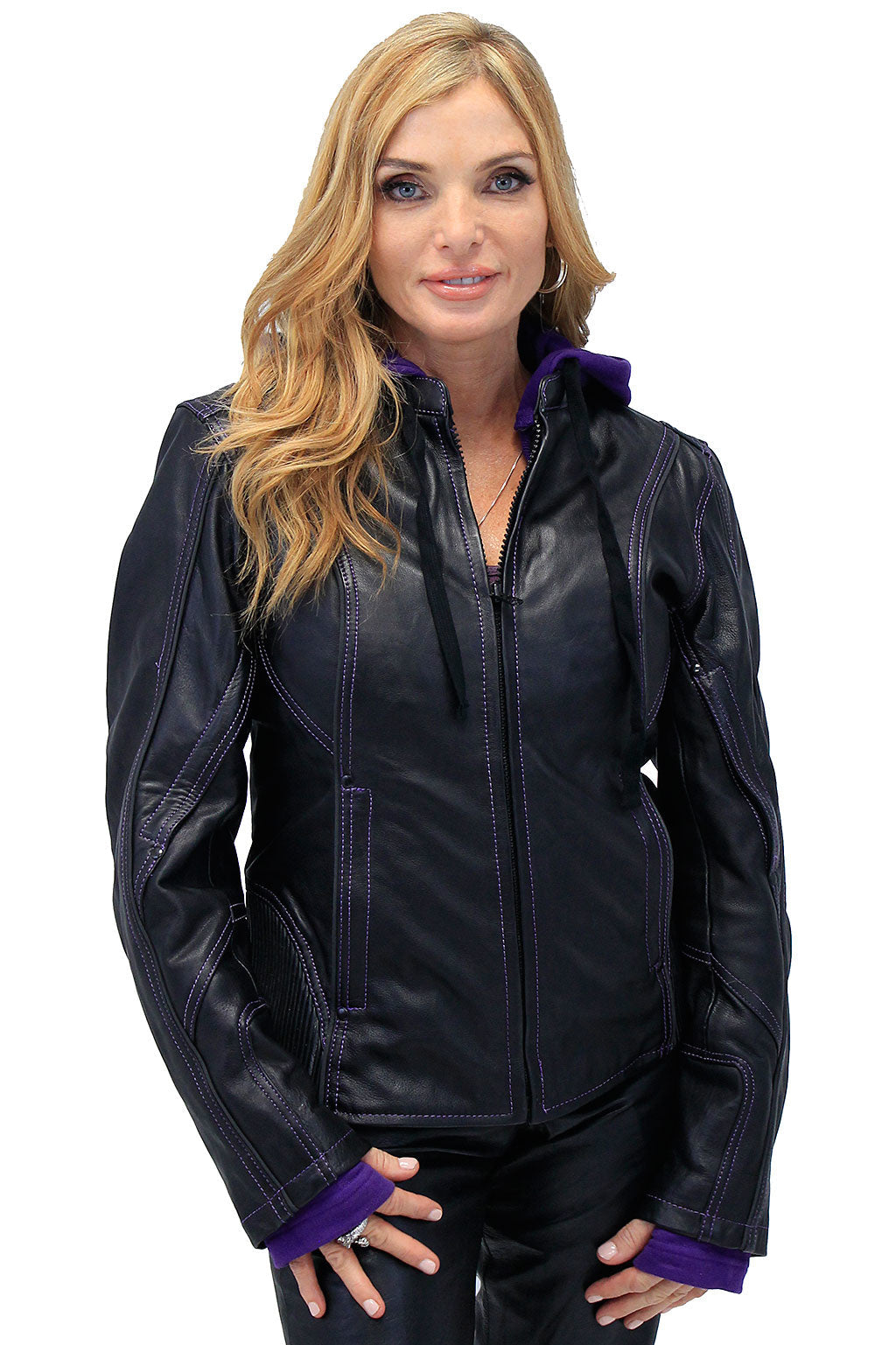 Ultra Premium Purple Stitch Jacket w/Removable Hoodie #L695317HVP (S-M)