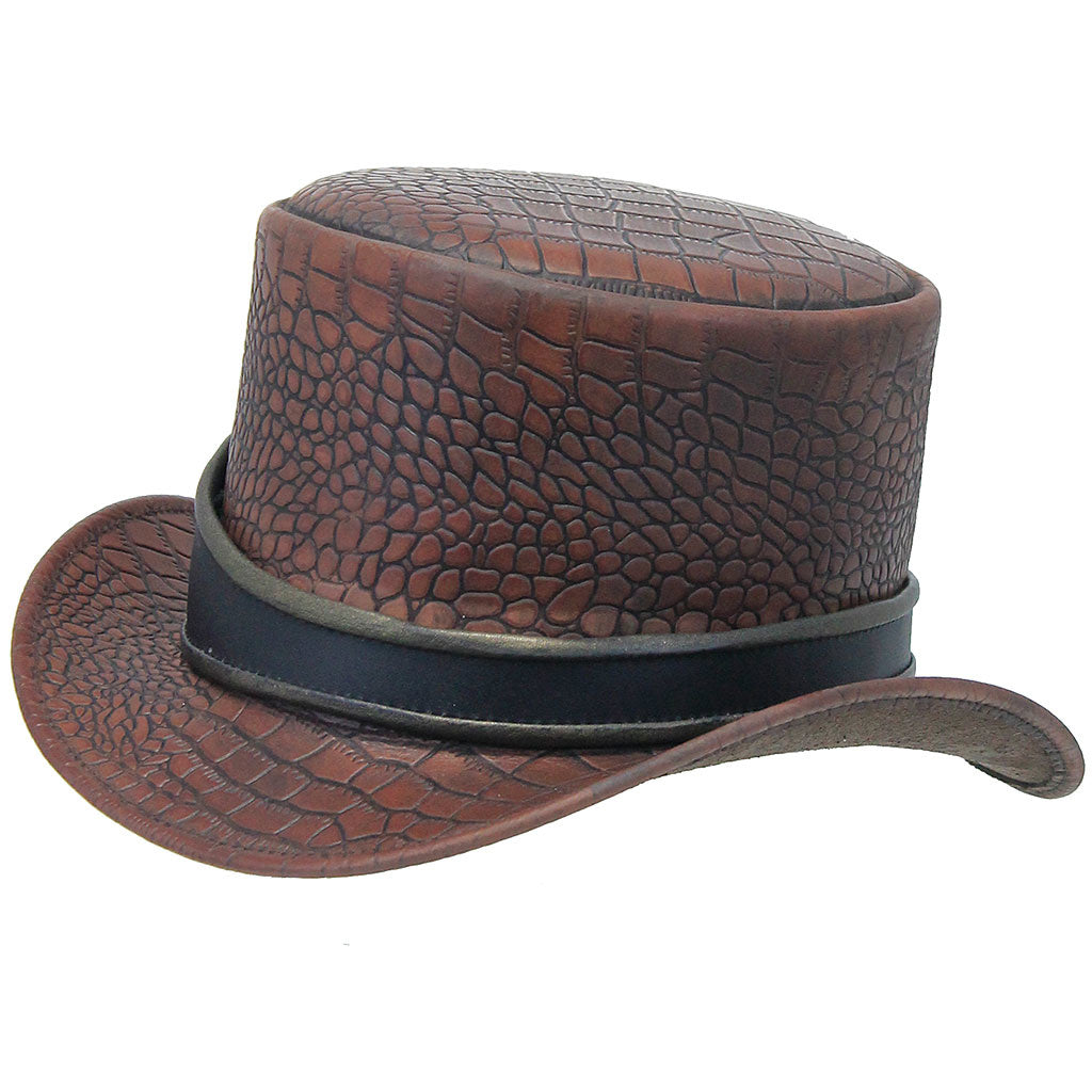 Brown Leather Alligator Eye Tophat #H2206EYEN ()