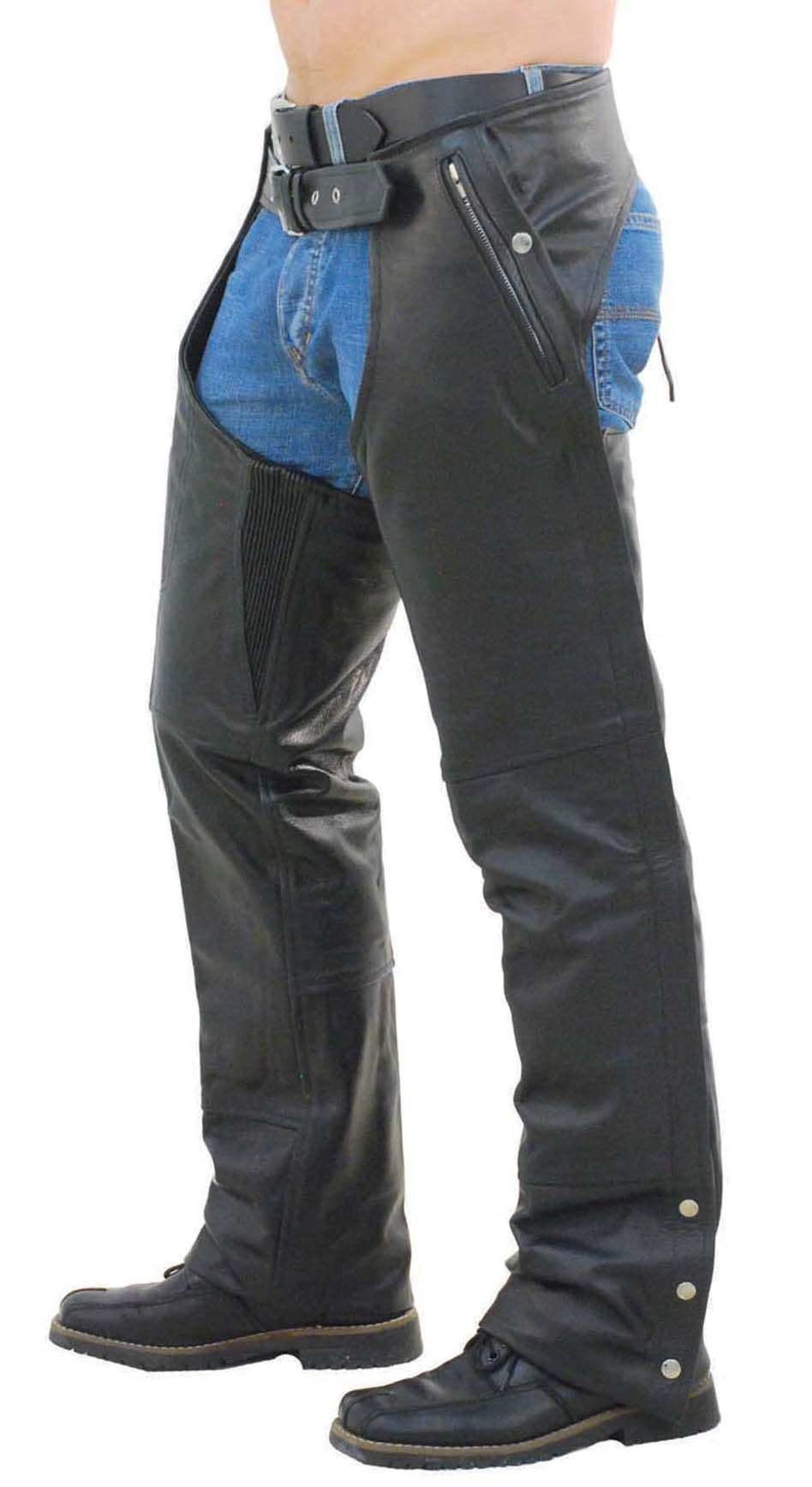 Pocket Motorcycle Chaps w/Snap Out Quilted Lining - Special #C7130ZSP (XS,S,2X-5X)