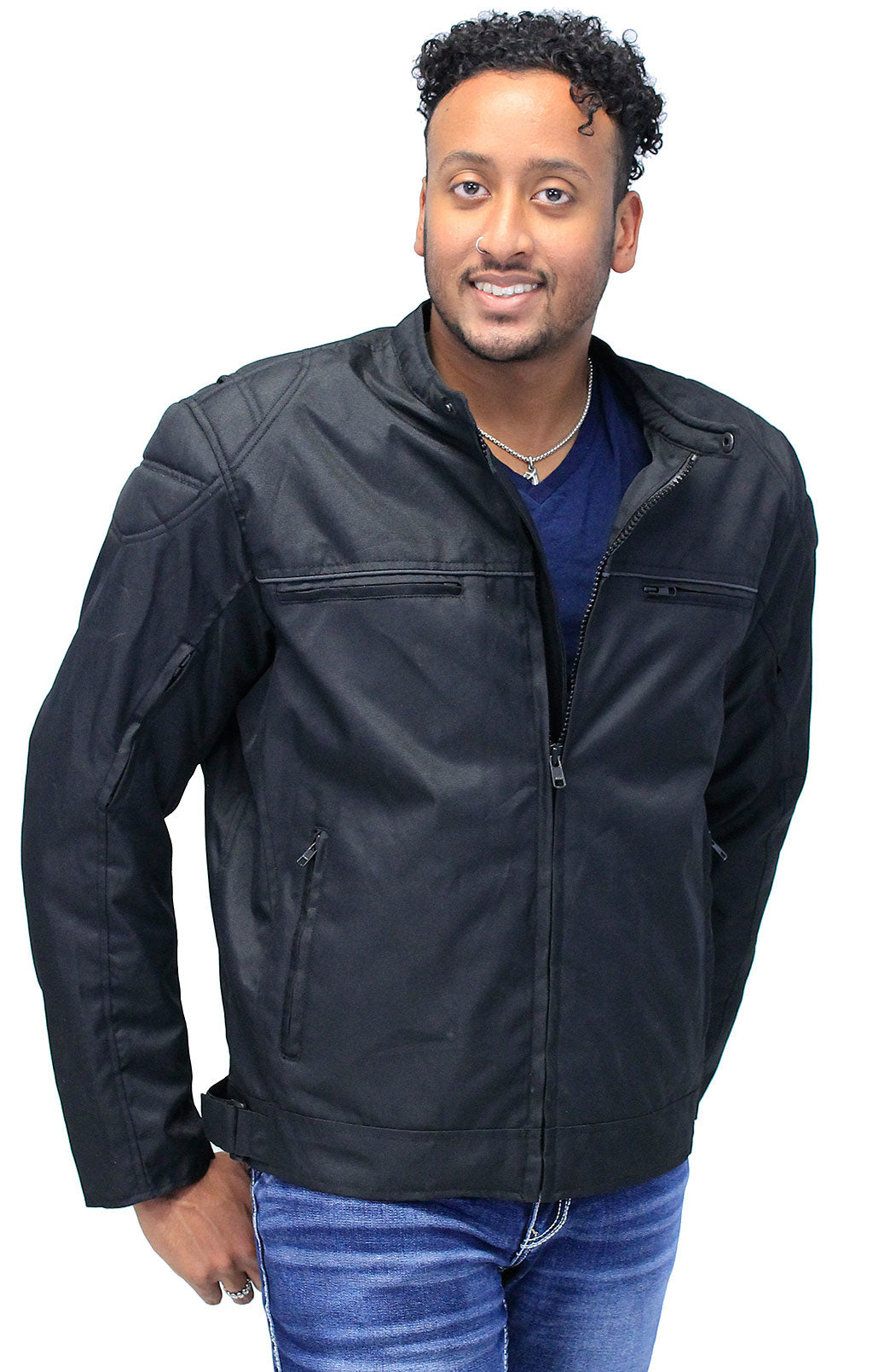 Men's Armor Filled Black Textile Jacket w/Reflector #MC36130AZK ()