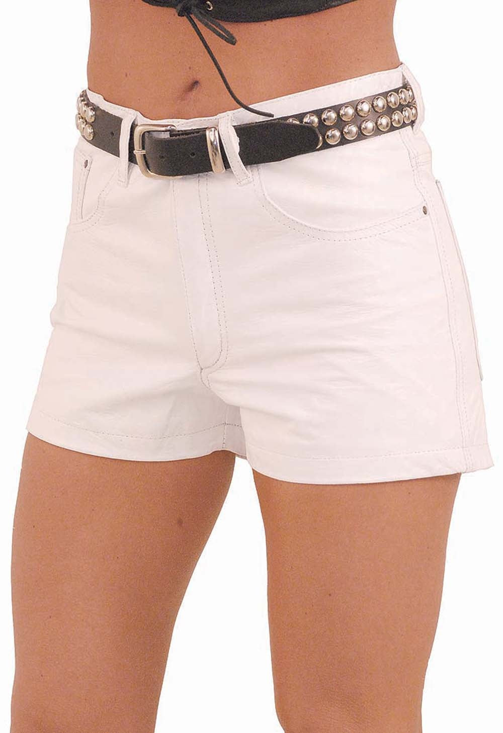 White Leather Pocket Shorts #SH31108W (S-L)