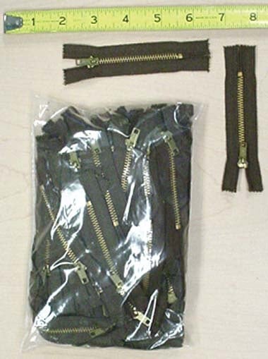 3" Jeans Zipper KGK #3 Brass Metal Closed End BROWN - 200 pc Bulk #ZZIP9413BRN