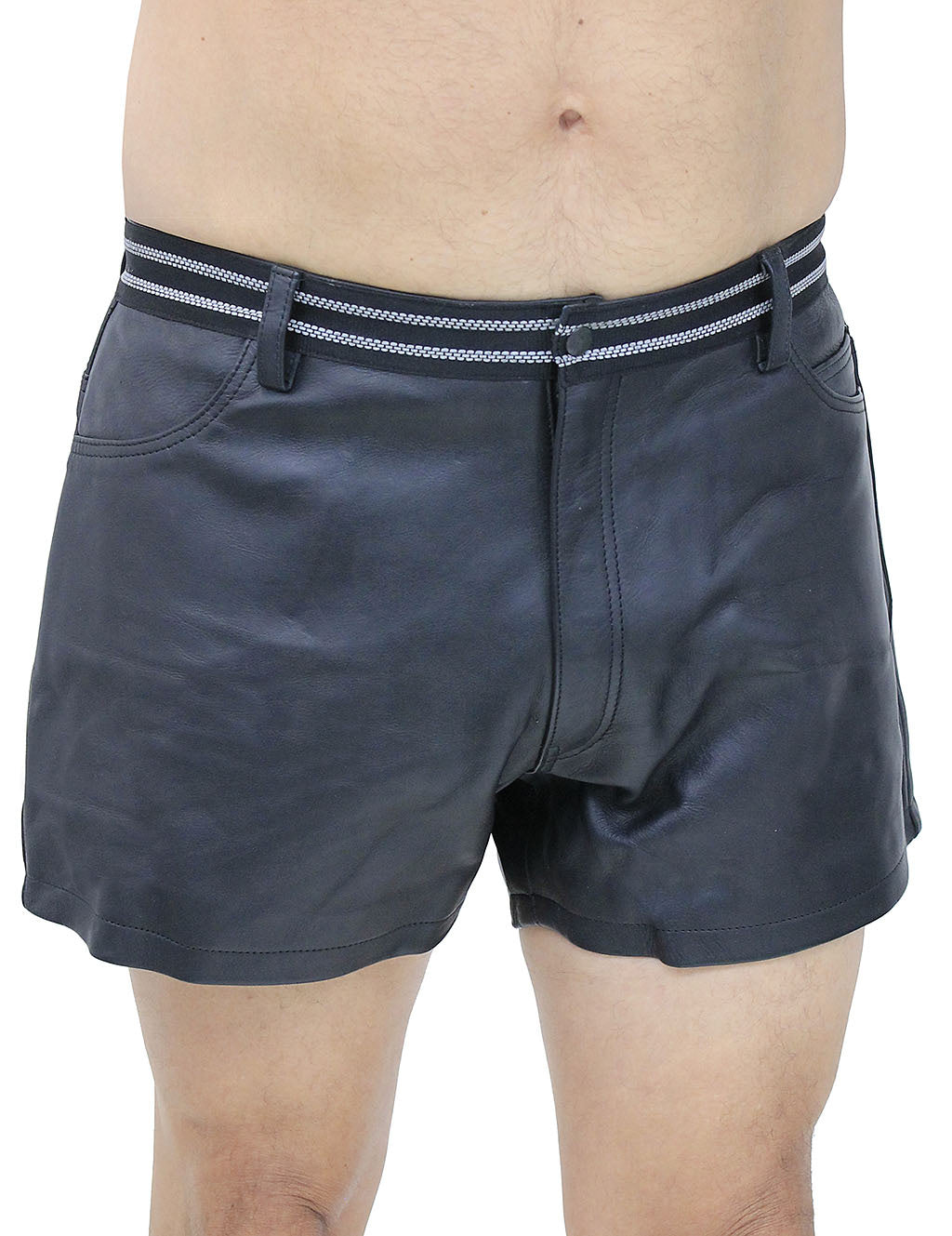 Men's Reflector Trim Ultra Premium Leather Shorts #SHM1074RK (32-38)