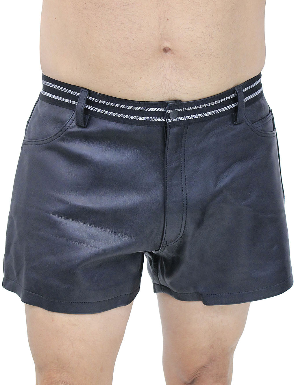 Men's Reflector Trim Ultra Premium Leather Shorts #SHM1074RK (32-38)