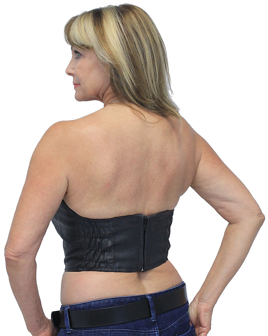 Black Leather Strapless Bustier #VL11010LK (XXS-XL)
