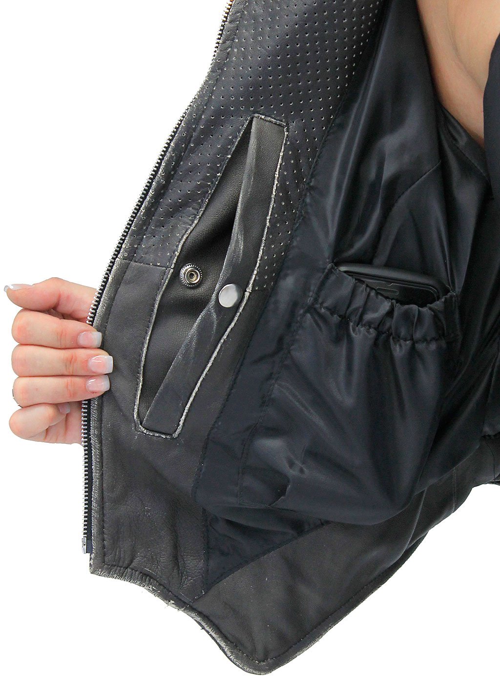 Women's Brown Steampunk Leather Jacket w/Concealed Pocket #LA15070XZZN ()