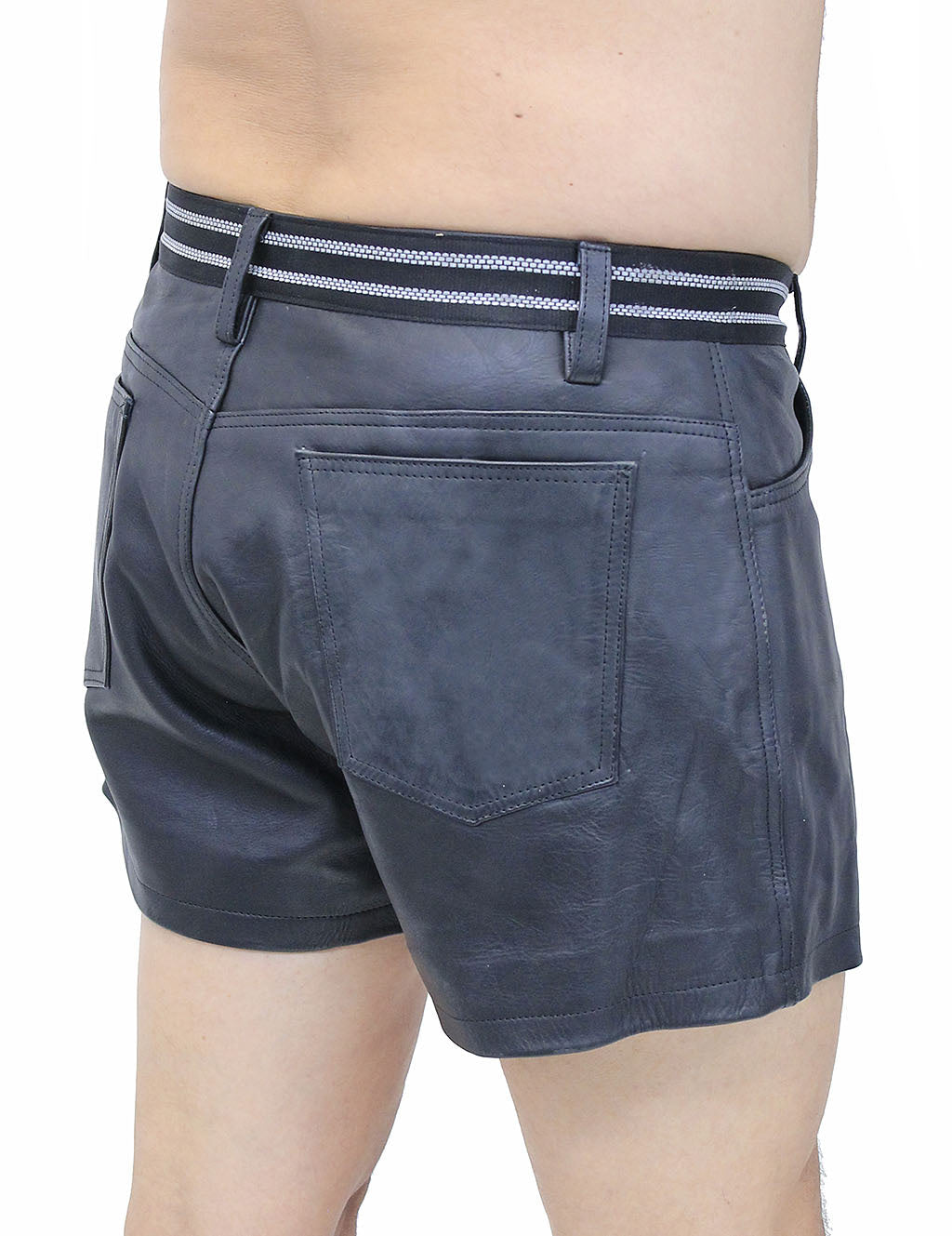 Men's Reflector Trim Ultra Premium Leather Shorts #SHM1074RK (32-38)