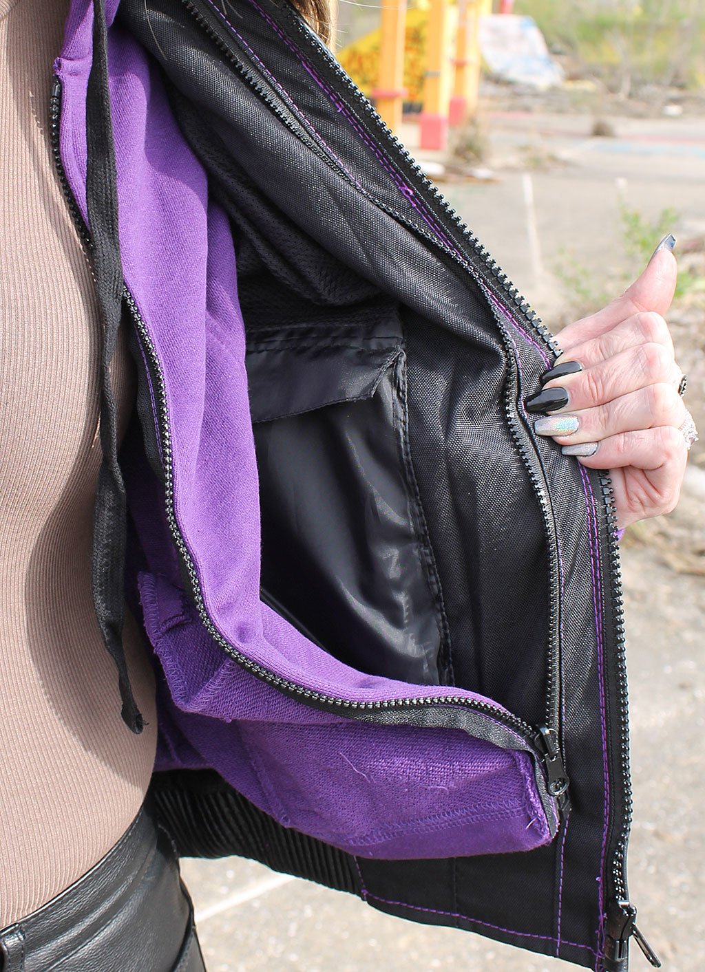 Ultra Premium Purple Stitch Jacket w/Removable Hoodie #L695317HVP (S-M)
