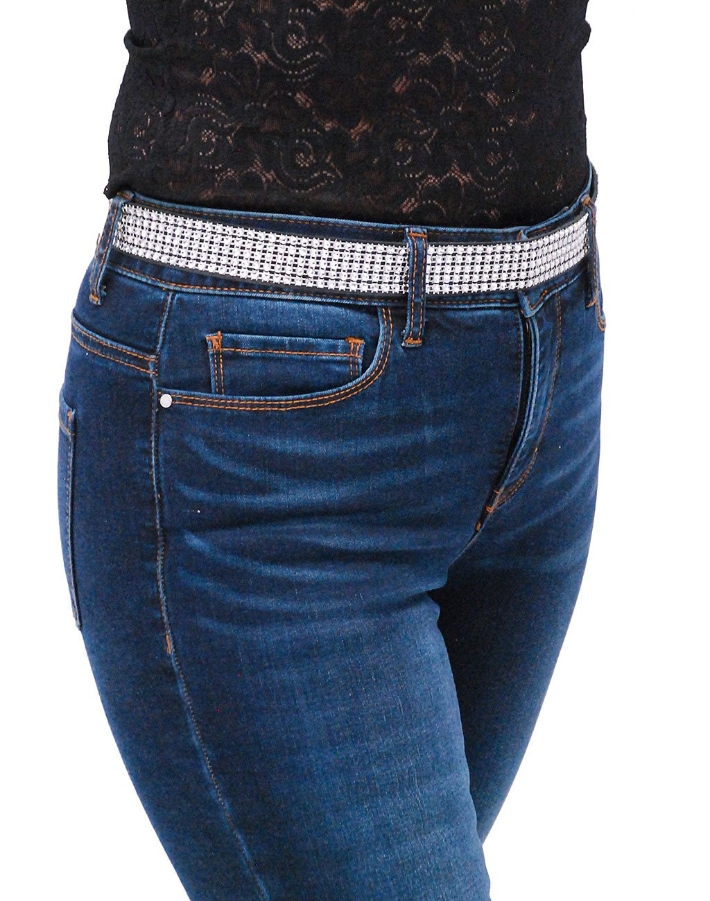 Adjustable 5 Row Simulated Crystal Belt #BT20015CRY ()