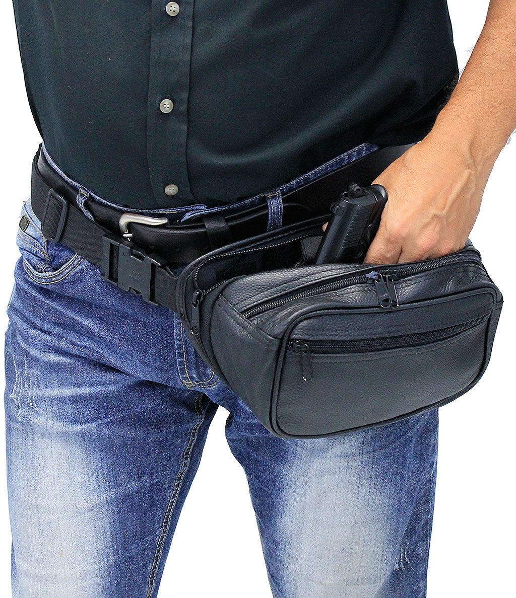Leather Concealed Hip Pack w/Holster #FP70700GUN