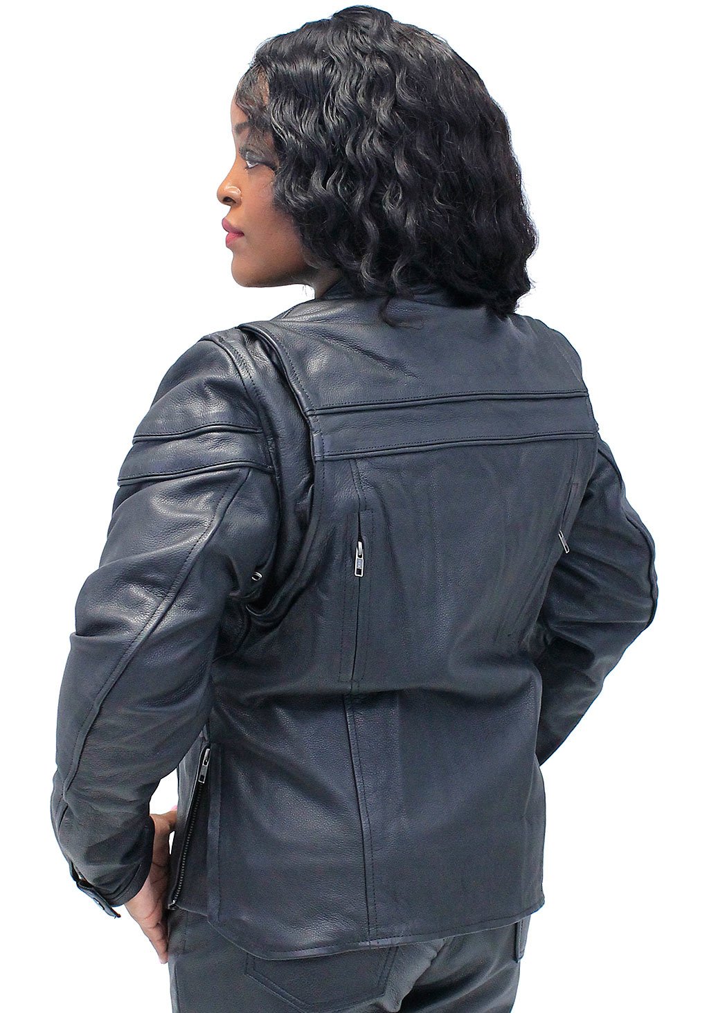 Vented Scooter Leather Motorcycle Jacket for Women #L162NZ (S-XL)