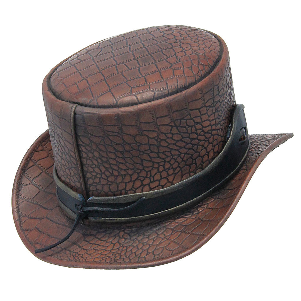 Brown Leather Alligator Eye Tophat #H2206EYEN ()