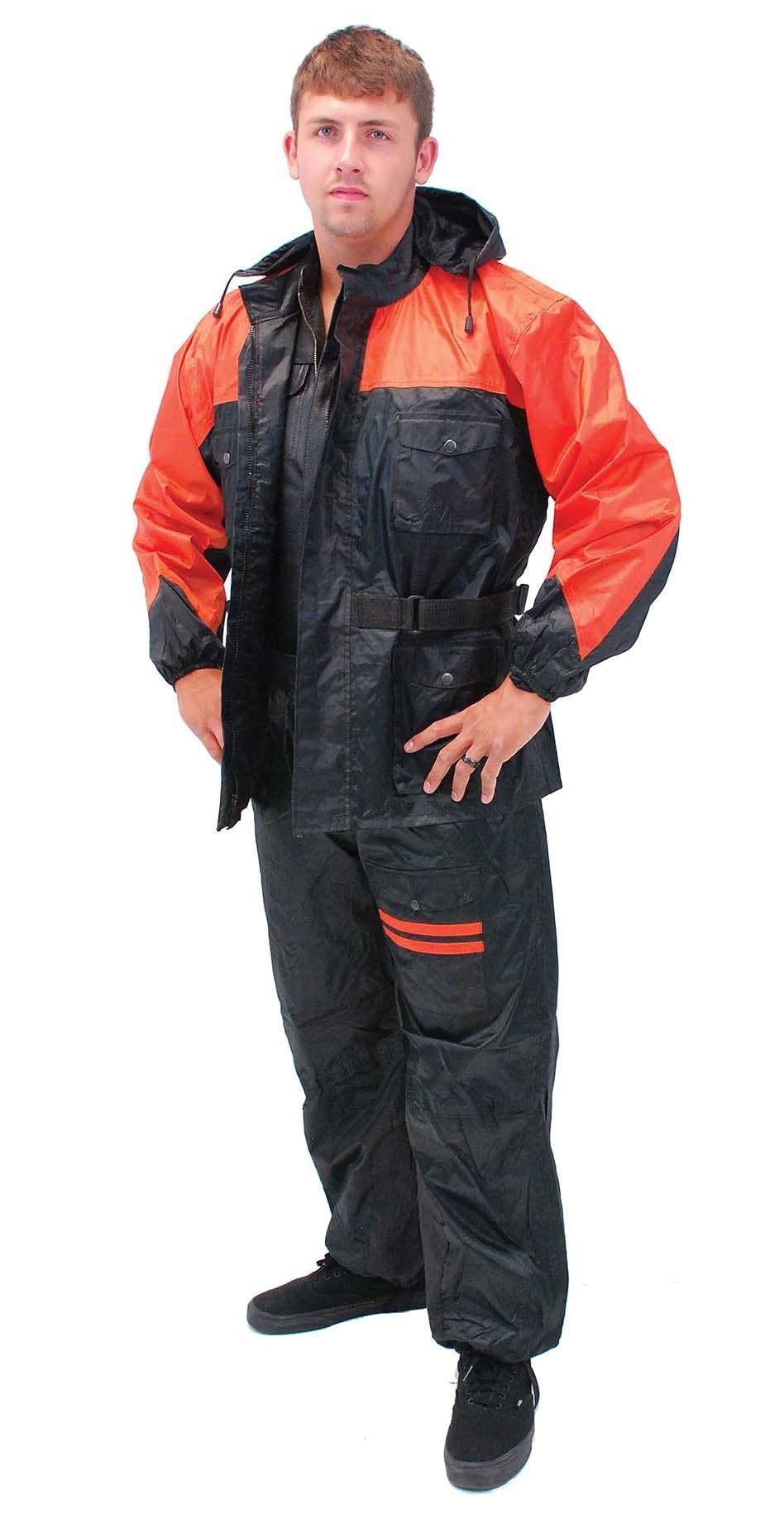 Unisex Two Piece Orange & Black Rain suit #RS302O