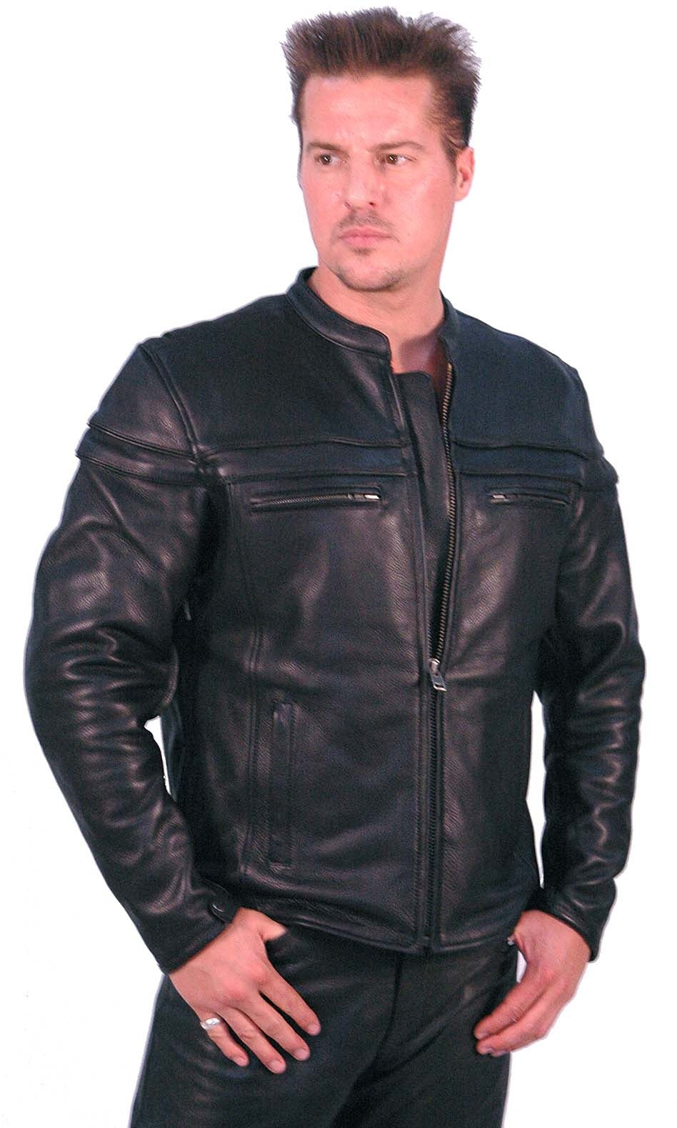 Vented Ultra Premium Leather Motorcycle Jacket - Scooter #M262NZ (S-L)