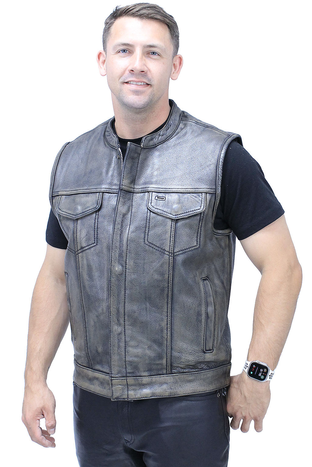 Vintage Brown Men's Club Vest with Concealed Pockets #VMA66552GN
